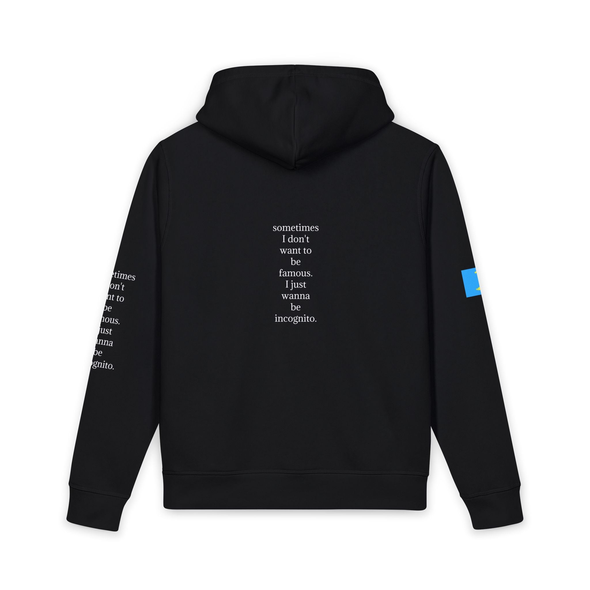 moontiq Unisex Organic Minimalist Black Hoodie 'Incognito' US