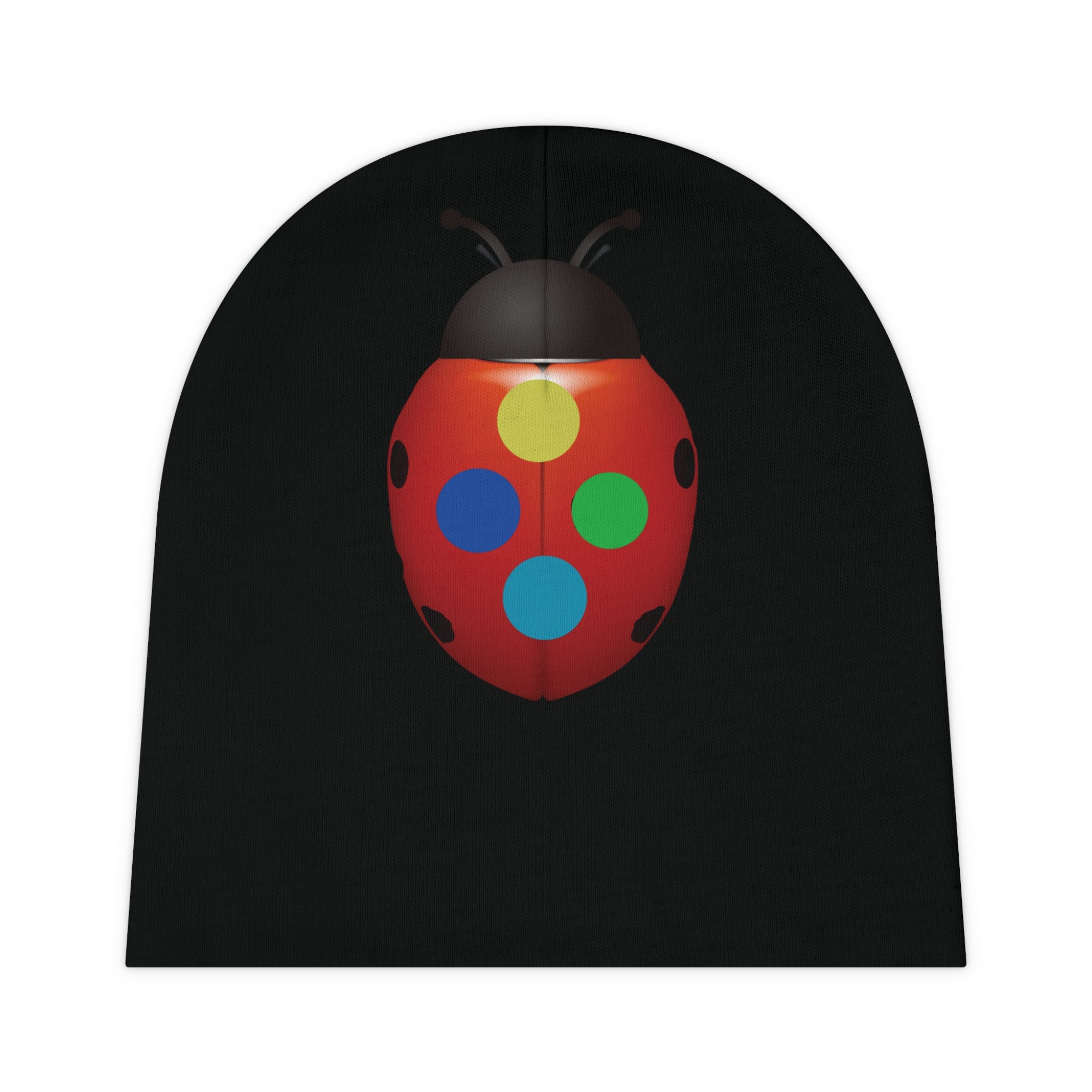 moontiq Ladybug Color Newborn Baby Black Beanie Cap US