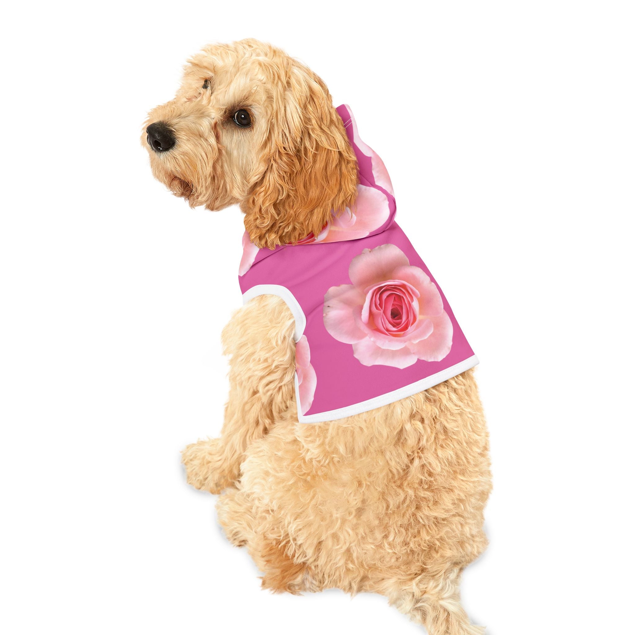 moontiq pooch Dog Hoodie Rose Sorbet Pink Floral Dog Outfit US