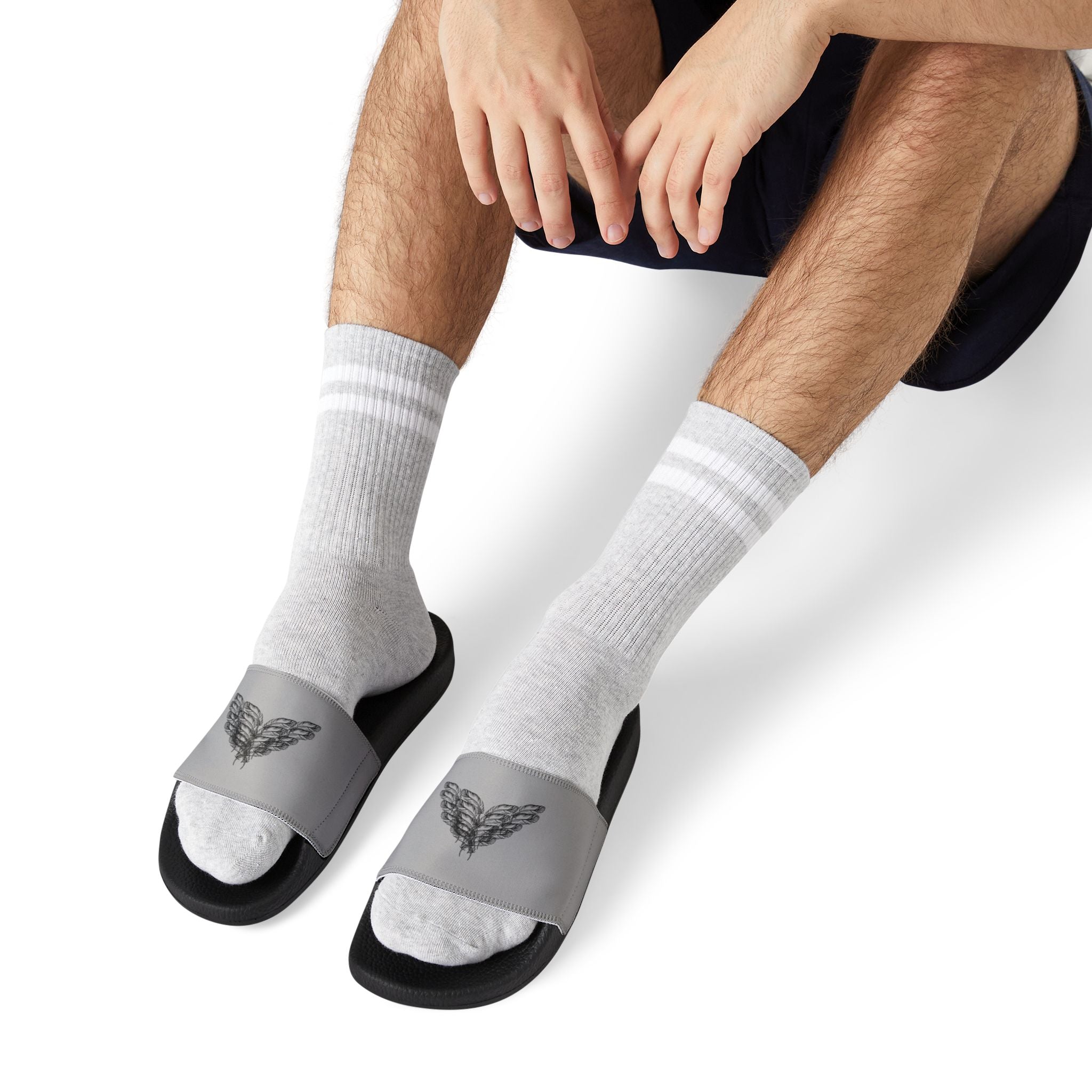 moontiq Luxury Men's Slides 'I Got Wings' Heavenly Gray US