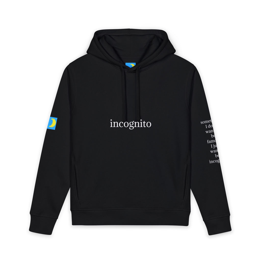 moontiq Unisex Organic Minimalist Black Hoodie 'Incognito' US