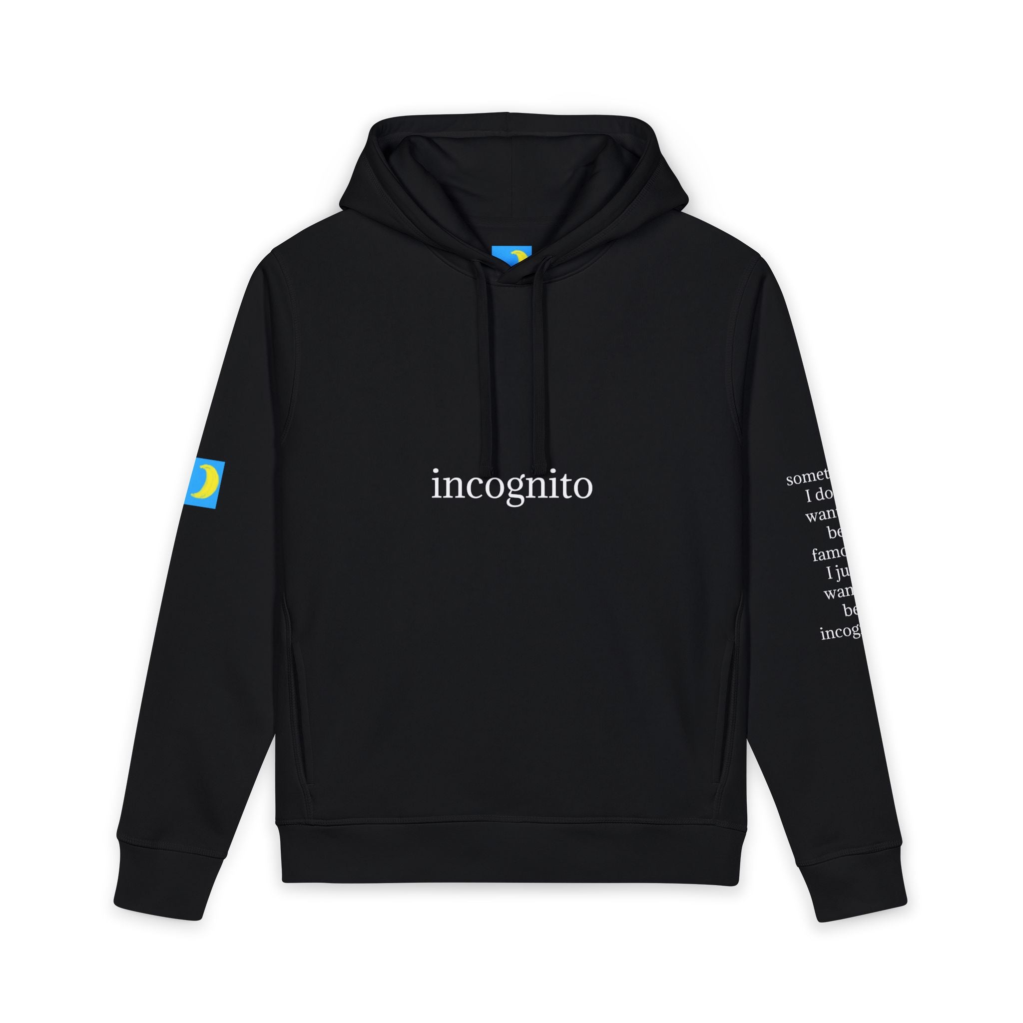 moontiq Unisex Organic Minimalist Black Hoodie 'Incognito' US