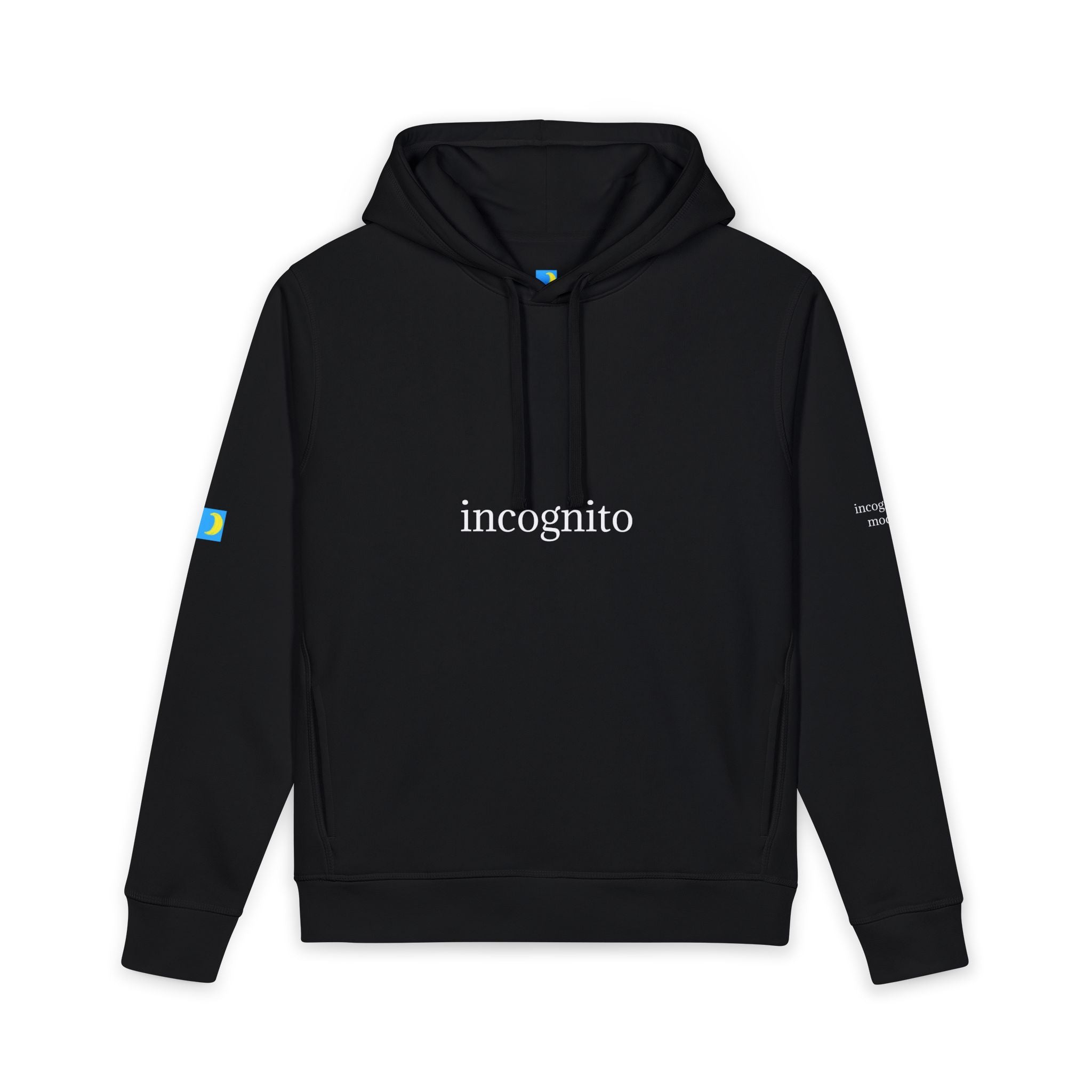 moontiq Unisex Organic Minimalist Black Hoodie 'Incognito' US