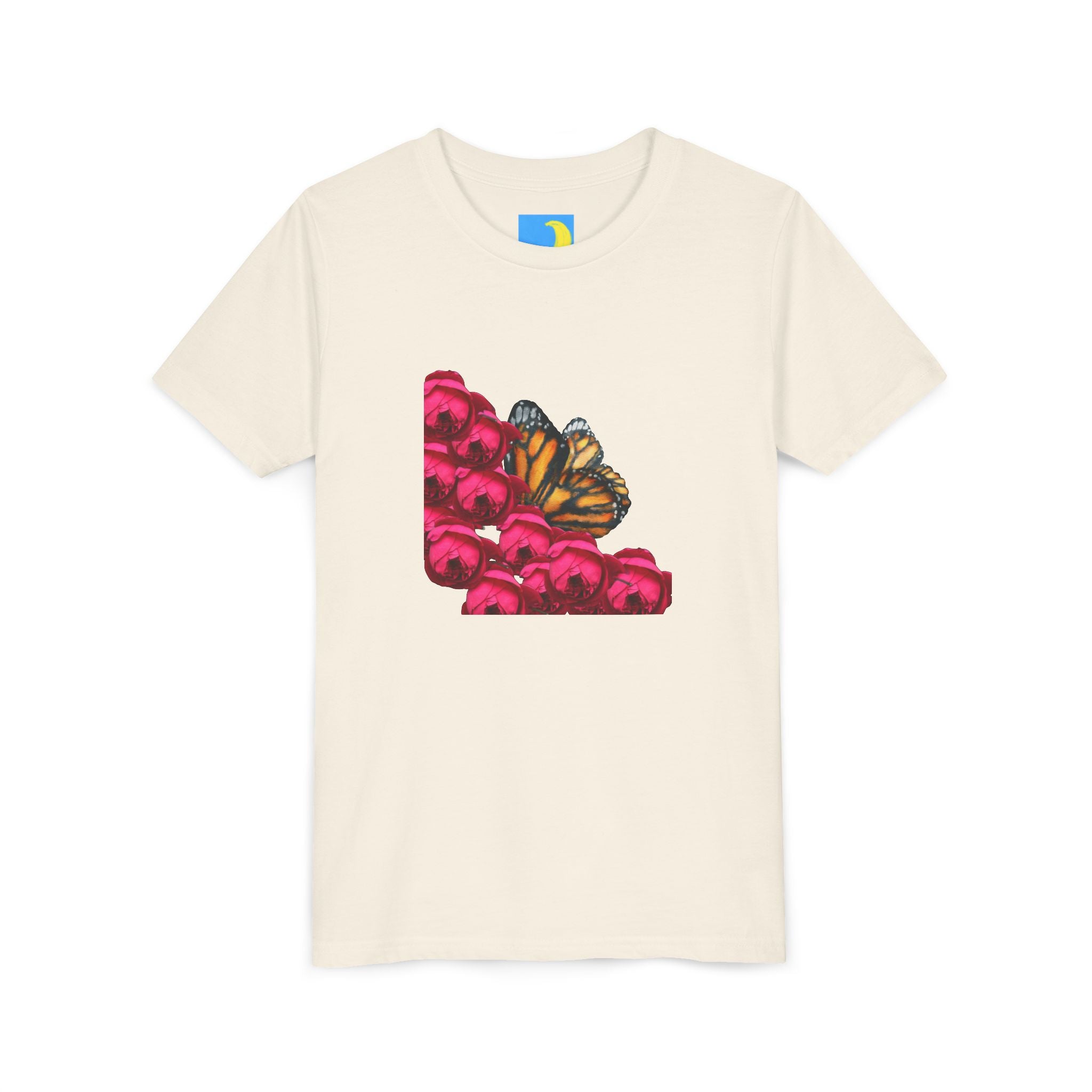 moontiq Youth Teen T-Shirt 'Butterfly & Rose' Floral Tee US