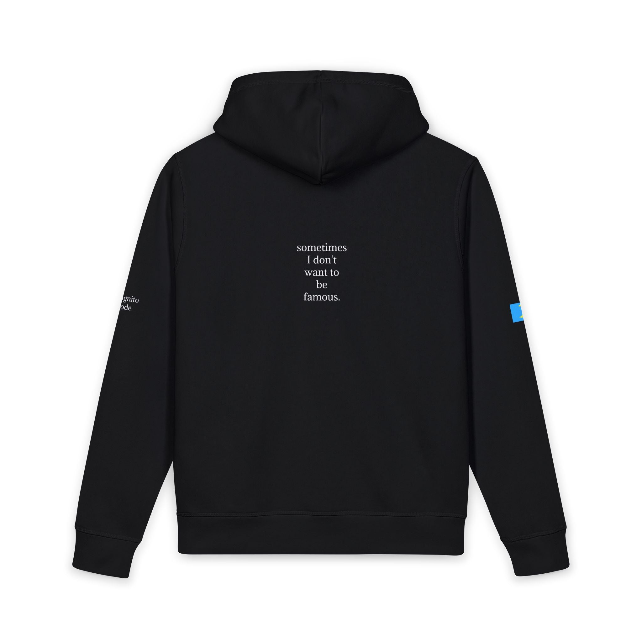 moontiq Unisex Organic Minimalist Black Hoodie 'Incognito' US