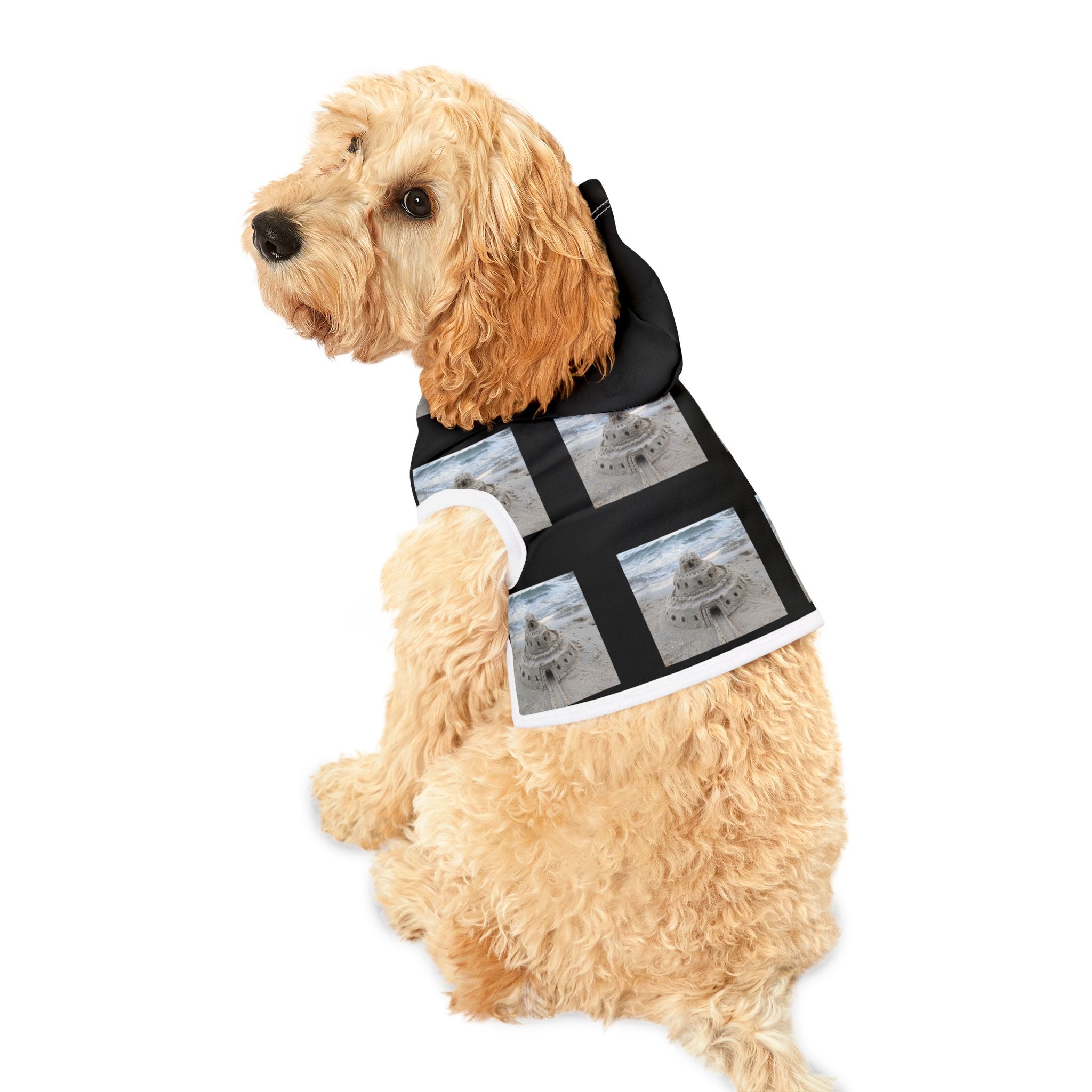 moontiq pooch Dog Hoodie 'Sandcastle Story' - Beach Dog Wear US