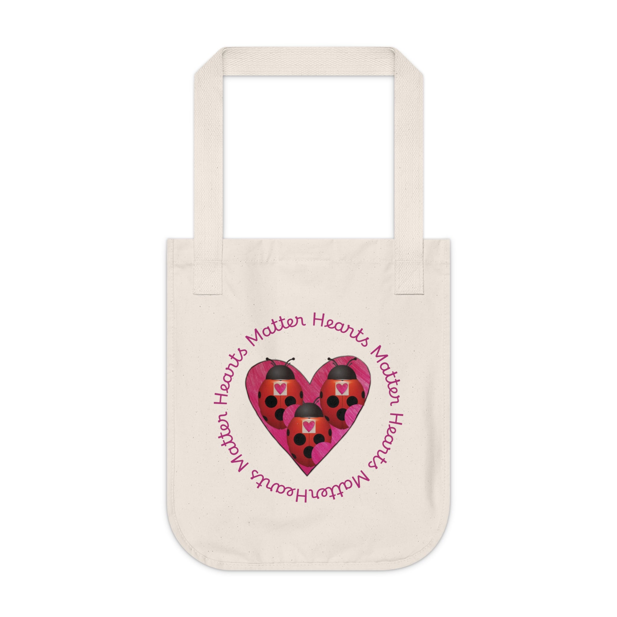 moontiq Ladybug Organic Cotton Tote Bag 'My Heart Matters' US