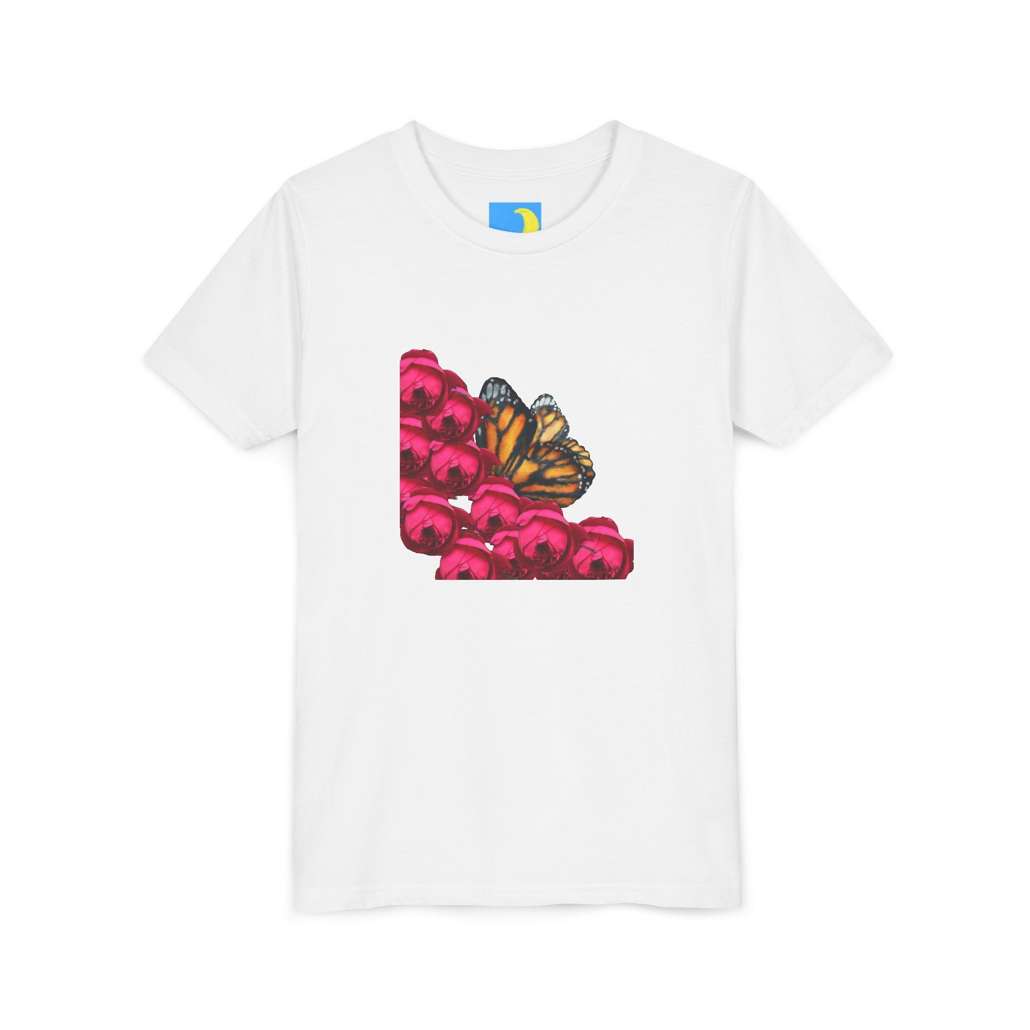 moontiq Youth Teen T-Shirt 'Butterfly & Rose' Floral Tee US