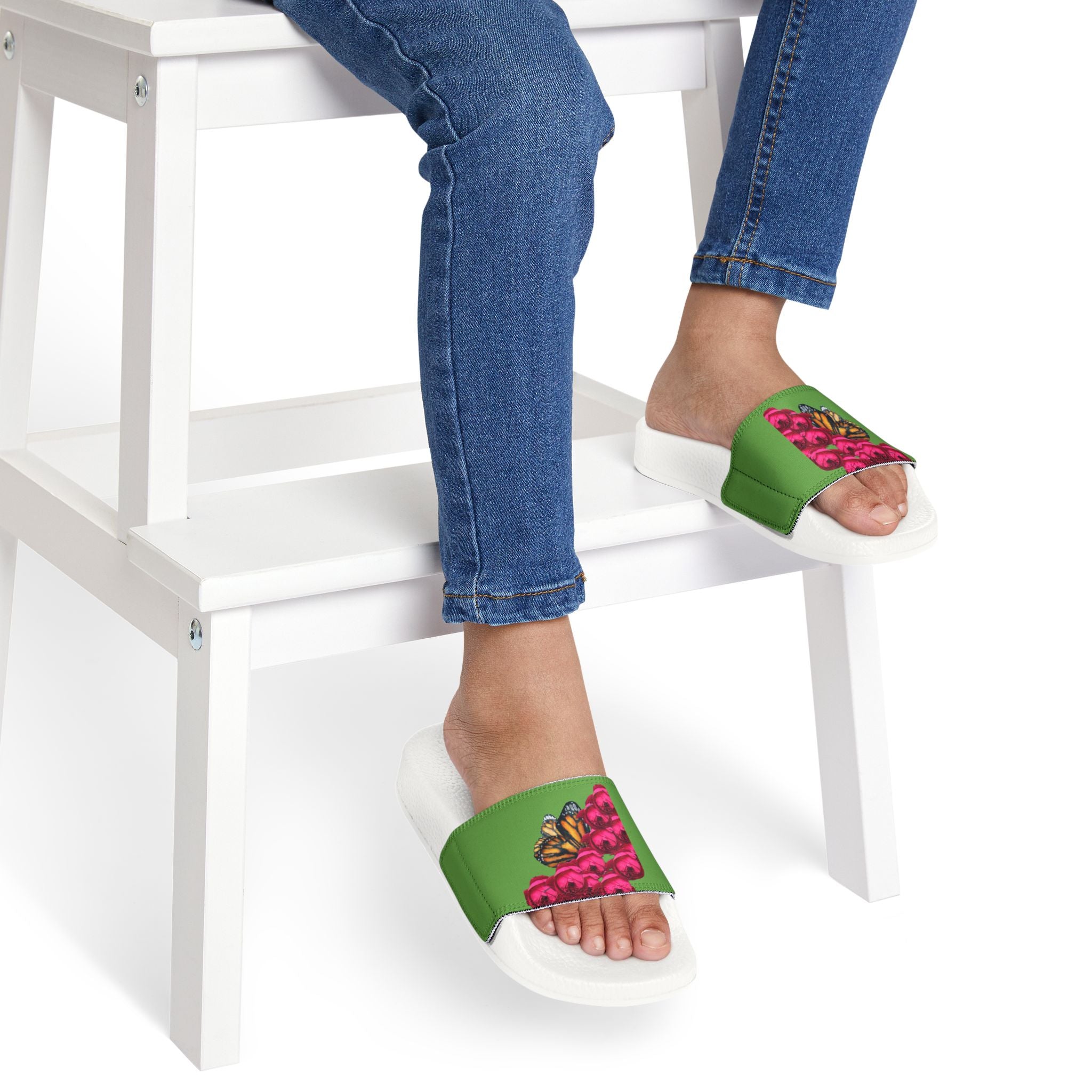 moontiq Cute Floral Kids Slides 'Butterfly And Rose' US