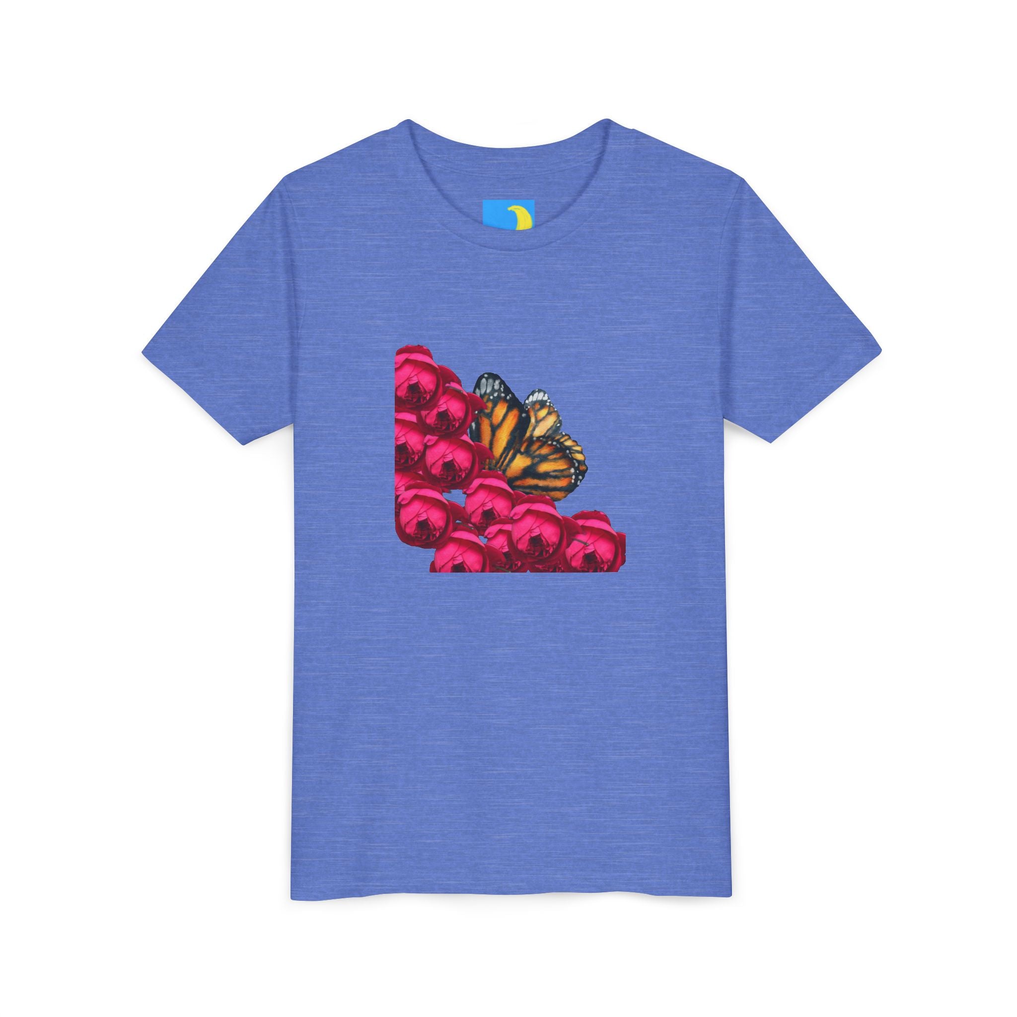 moontiq Youth Teen T-Shirt 'Butterfly & Rose' Floral Tee US