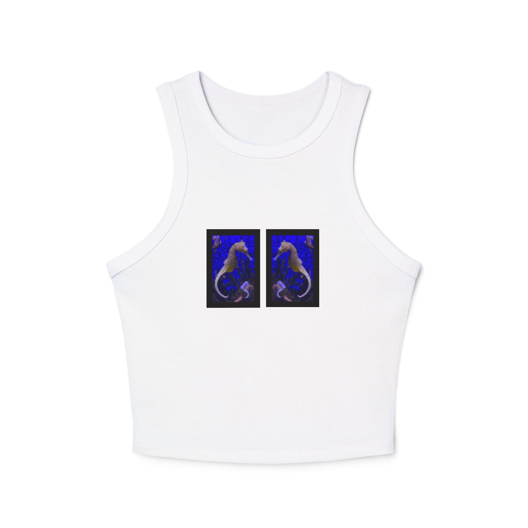 moontiq Women's Crop Tank Top Under The Sea 'Seahorse' US