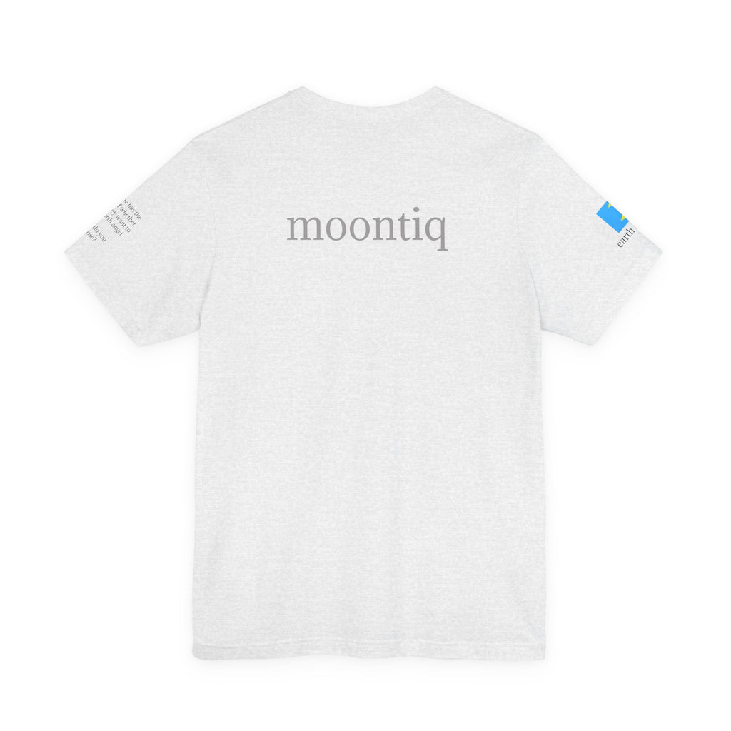 Back view of moontiq 'I Got Wings' White t-shirt with 'moontiq' branding on a white background