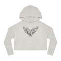 moontiq 'I Got Wings' Bone Beige cropped hoodie with black angel wings on the front on a white background