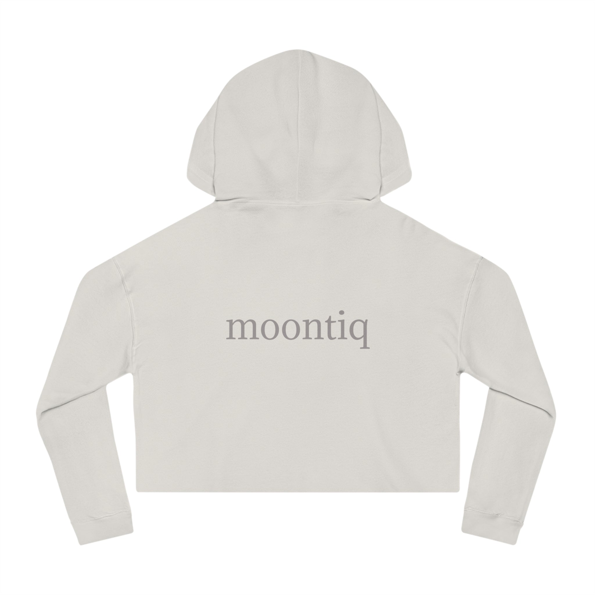 moontiq 'I Got Wings' Bone Beige cropped hoodie with moontiq branding on the back on a white background